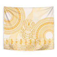 Niue Language Week Tapestry The Rock Coconut Crab - Siapo Gold Pastel LT14 - Polynesian Pride