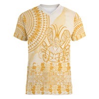 Niue Language Week Women V-Neck T-Shirt The Rock Coconut Crab - Siapo Gold Pastel