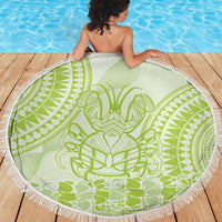 Lime Green Niue Language Week Beach Blanket The Rock Coconut Crab - Siapo Pattern