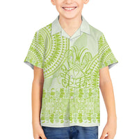 Lime Green Niue Language Week Family Matching Tank Maxi Dress and Hawaiian Shirt The Rock Coconut Crab - Siapo Pattern