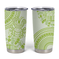 Lime Green Niue Language Week Tumbler Cup The Rock Coconut Crab - Siapo Pattern