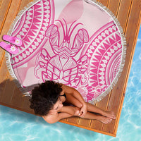 Pink Niue Language Week Beach Blanket The Rock Coconut Crab - Siapo Pattern