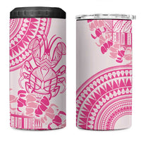 Pink Niue Language Week 4 in 1 Can Cooler Tumbler The Rock Coconut Crab - Siapo Pattern