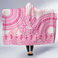 Pink Niue Language Week Hooded Blanket The Rock Coconut Crab - Siapo Pattern LT14 One Size Pink - Polynesian Pride