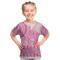 Pink Niue Language Week Kid T Shirt The Rock Coconut Crab - Siapo Pattern LT14 Pink - Polynesian Pride
