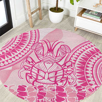 Pink Niue Language Week Round Carpet The Rock Coconut Crab - Siapo Pattern LT14 Pink - Polynesian Pride
