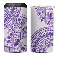 Purple Niue Language Week 4 in 1 Can Cooler Tumbler The Rock Coconut Crab - Siapo Pattern