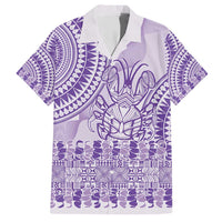 Purple Niue Language Week Family Matching Short Sleeve Bodycon Dress and Hawaiian Shirt The Rock Coconut Crab - Siapo Pattern