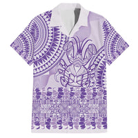 Purple Niue Language Week Family Matching Tank Maxi Dress and Hawaiian Shirt The Rock Coconut Crab - Siapo Pattern