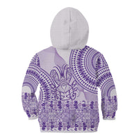 Purple Niue Language Week Kid Hoodie The Rock Coconut Crab - Siapo Pattern