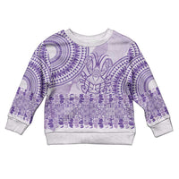 Purple Niue Language Week Kid Ugly Christmas Sweater The Rock Coconut Crab - Siapo Pattern LT14 Kid Purple - Polynesian Pride