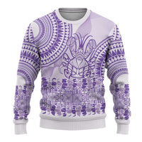 Purple Niue Language Week Ugly Christmas Sweater The Rock Coconut Crab - Siapo Pattern LT14 - Polynesian Pride