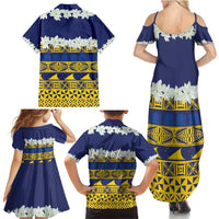 Tokelau Language Week Family Matching Summer Maxi Dress and Hawaiian Shirt Tokelauan Tuluma With Gardenia Thunbergia