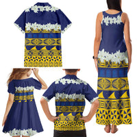 Tokelau Language Week Family Matching Tank Maxi Dress and Hawaiian Shirt Tokelauan Tuluma With Gardenia Thunbergia