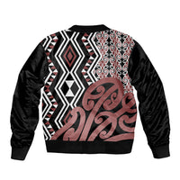 New Zealand Bomber Jacket Aotearoa Kowhaiwhai Mix Taniko Art LT14 - Polynesian Pride