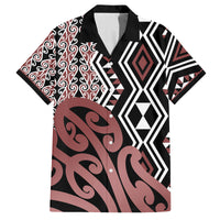New Zealand Family Matching Off Shoulder Long Sleeve Dress and Hawaiian Shirt Aotearoa Kowhaiwhai Mix Taniko Art LT14 Dad's Shirt - Short Sleeve Brown - Polynesian Pride