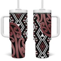 New Zealand Tumbler With Handle Aotearoa Kowhaiwhai Mix Taniko Art - Brown