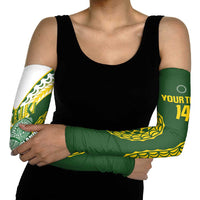 Custom Avaiki Cook Islands Rugby Arm Sleeves Kuki Airani Tatau Green LT14 - Polynesian Pride