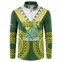 Custom Avaiki Cook Islands Rugby Button Sweatshirt Kuki Airani Tatau Green LT14 Green - Polynesian Pride
