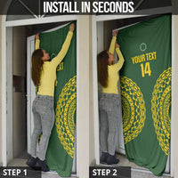 Custom Avaiki Cook Islands Rugby Door Cover Kuki Airani Tatau Green LT14 - Polynesian Pride