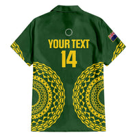 Custom Avaiki Cook Islands Rugby Family Matching Off The Shoulder Long Sleeve Dress and Hawaiian Shirt Kuki Airani Tatau Green - Polynesian Pride