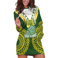 Custom Avaiki Cook Islands Rugby Hoodie Dress Kuki Airani Tatau Green LT14 Green - Polynesian Pride