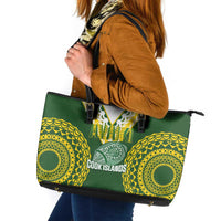 Avaiki Cook Islands Rugby Leather Tote Bag Kuki Airani Tatau Green LT14 Green - Polynesian Pride