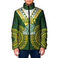 Custom Avaiki Cook Islands Rugby Padded Jacket Kuki Airani Tatau Green LT14 Men Green - Polynesian Pride