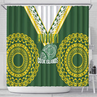 Avaiki Cook Islands Rugby Shower Curtain Kuki Airani Tatau Green LT14 - Polynesian Pride