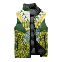 Custom Avaiki Cook Islands Rugby Sleeveless Puffer Jacket Kuki Airani Tatau Green LT14 - Polynesian Pride