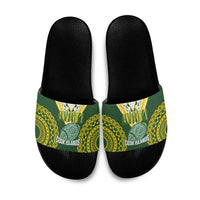 Avaiki Cook Islands Rugby Slide Sandals Kuki Airani Tatau Green LT14 Green - Polynesian Pride