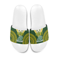 Avaiki Cook Islands Rugby Slide Sandals Kuki Airani Tatau Green LT14 Green - Polynesian Pride