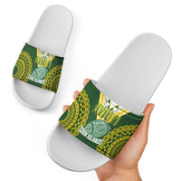Avaiki Cook Islands Rugby Slide Sandals Kuki Airani Tatau Green LT14 - Polynesian Pride