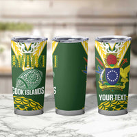 Custom Avaiki Cook Islands Rugby Tumbler Cup Kuki Airani Tatau Green LT14 - Polynesian Pride