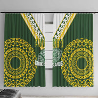 Avaiki Cook Islands Rugby Window Curtain Kuki Airani Tatau Green LT14 With Hooks Green - Polynesian Pride