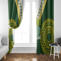Avaiki Cook Islands Rugby Window Curtain Kuki Airani Tatau Green LT14 - Polynesian Pride