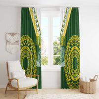 Avaiki Cook Islands Rugby Window Curtain Kuki Airani Tatau Green LT14 - Polynesian Pride