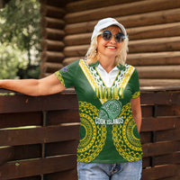 Custom Avaiki Cook Islands Rugby Women Polo Shirt Kuki Airani Tatau Green LT14 - Polynesian Pride