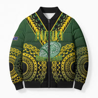 Custom Avaiki Cook Islands Rugby Bomber Puffer Jacket Kuki Airani Tatau Black LT14 Unisex Black - Polynesian Pride