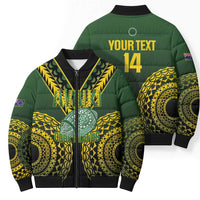 Custom Avaiki Cook Islands Rugby Bomber Puffer Jacket Kuki Airani Tatau Black LT14 - Polynesian Pride