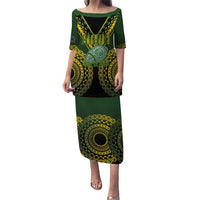 Custom Avaiki Cook Islands Rugby Family Matching Puletasi and Hawaiian Shirt Kuki Airani Tatau Black - Polynesian Pride