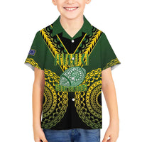 Custom Avaiki Cook Islands Rugby Kid Hawaiian Shirt Kuki Airani Tatau Black - Polynesian Pride