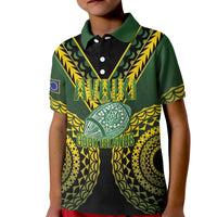 Custom Avaiki Cook Islands Rugby Kid Polo Shirt Kuki Airani Tatau Black LT14 Kid Black - Polynesian Pride