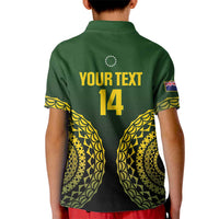 Custom Avaiki Cook Islands Rugby Kid Polo Shirt Kuki Airani Tatau Black LT14 - Polynesian Pride