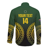 Custom Avaiki Cook Islands Rugby Long Sleeve Button Shirt Kuki Airani Tatau Black LT14 - Polynesian Pride