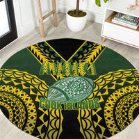 Avaiki Cook Islands Rugby Round Carpet Kuki Airani Tatau Black LT14 Black - Polynesian Pride