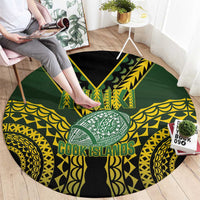 Avaiki Cook Islands Rugby Round Carpet Kuki Airani Tatau Black LT14 - Polynesian Pride