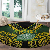 Avaiki Cook Islands Rugby Round Carpet Kuki Airani Tatau Black LT14 - Polynesian Pride
