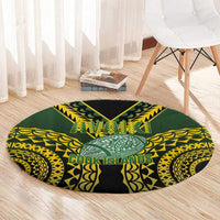 Avaiki Cook Islands Rugby Round Carpet Kuki Airani Tatau Black LT14 - Polynesian Pride