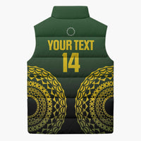 Custom Avaiki Cook Islands Rugby Sleeveless Puffer Jacket Kuki Airani Tatau Black LT14 - Polynesian Pride